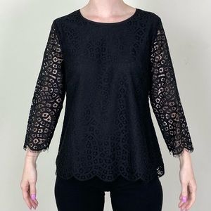 J.Crew Black Lace Blouse Size 8